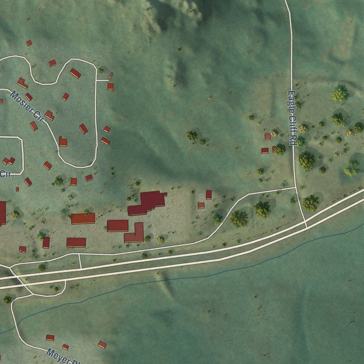 Second close-up of the map of Aspen Park, Colorado print showing more streets and buildings
