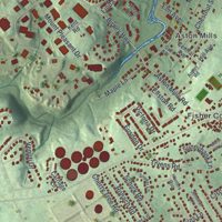 Second close-up of the map of Aston, Pennsylvania print showing more streets and buildings