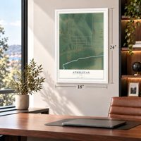Athelstan, Iowa map, 18 x 24 inch print in a white frame in a home office