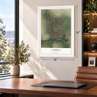 Athena, Oregon map, 18 x 24 inch print in a white frame in a home office