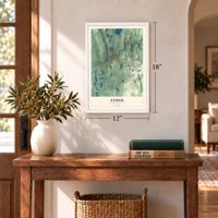 Athol, Massachusetts map, 12 x 18 inch print in a white frame in an entryway