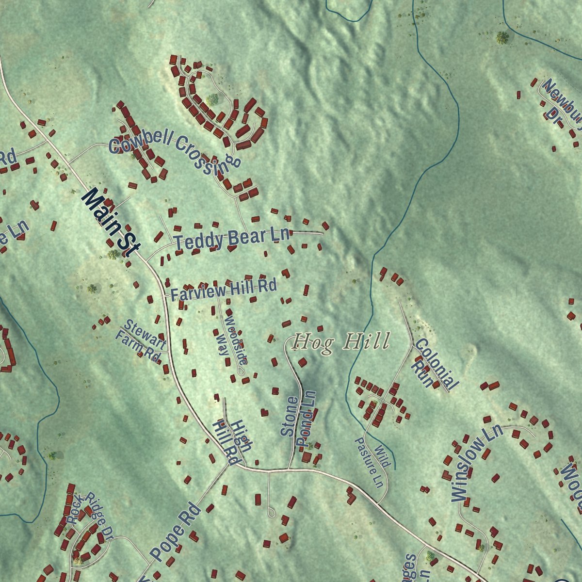 Second close-up of the map of Atkinson, New Hampshire print showing more streets and buildings