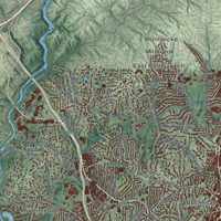 Second close-up of the map of Atlanta, Georgia print showing more streets and buildings