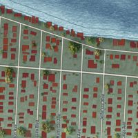 Second close-up of the map of Atlantic Beach, New York print showing more streets and buildings