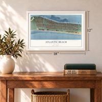Atlantic Beach, New York map, 12 x 18 inch print in a white frame in an entryway