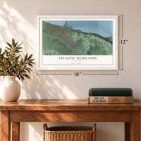 Atlantic Highlands, New Jersey map, 12 x 18 inch print in a white frame in an entryway