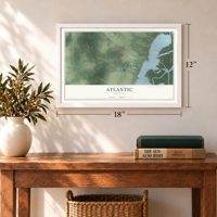 Atlantic, Virginia map, 12 x 18 inch print in a white frame in an entryway