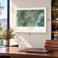 Atlantic, Virginia map, 18 x 24 inch print in a white frame in a home office