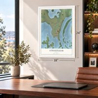 Atmautluak, Alaska map, 18 x 24 inch print in a white frame in a home office