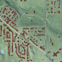 Second close-up of the map of Attica, Indiana print showing more streets and buildings