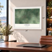 Atwood, Tennessee map, 18 x 24 inch print in a white frame in a home office