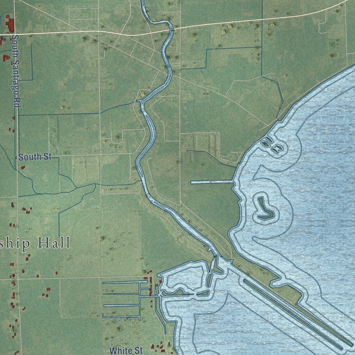 Second close-up of the map of Au Gres, Arenac County, Michigan print showing more streets and buildings