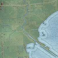 Second close-up of the map of Au Gres, Arenac County, Michigan print showing more streets and buildings