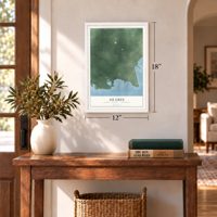 Au Gres, Arenac County, Michigan map, 12 x 18 inch print in a white frame in an entryway