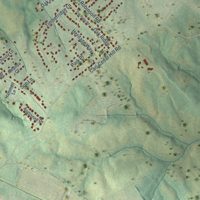 Second close-up of the map of Auburn, Georgia print showing more streets and buildings