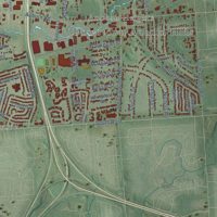 Second close-up of the map of Auburn Hills, Michigan print showing more streets and buildings