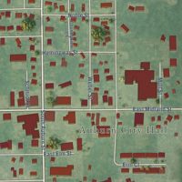 Second close-up of the map of Auburn, Michigan print showing more streets and buildings