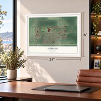 Auburn, Michigan map, 18 x 24 inch print in a white frame in a home office