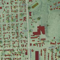Second close-up of the map of Auburn, Nebraska print showing more streets and buildings