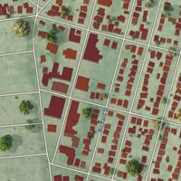 Second close-up of the map of Auburn, Rhode Island print showing more streets and buildings