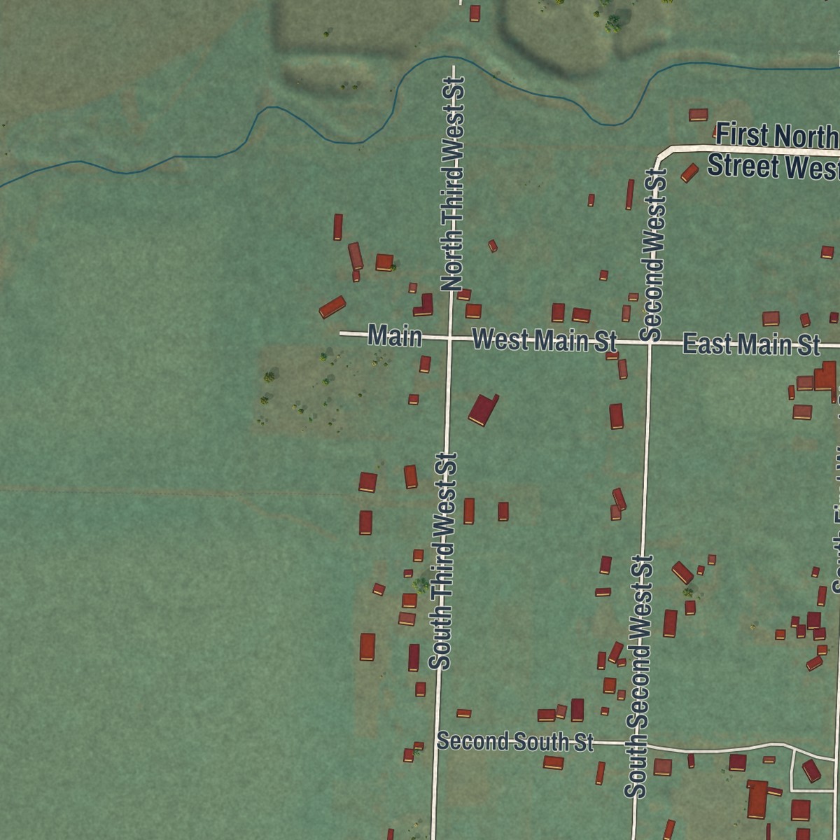 Second close-up of the map of Auburn, Wyoming print showing more streets and buildings