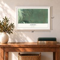 Auburn, Wyoming map, 12 x 18 inch print in a white frame in an entryway
