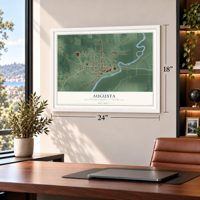 Augusta, Kalamazoo County, Michigan map, 18 x 24 inch print in a white frame in a home office