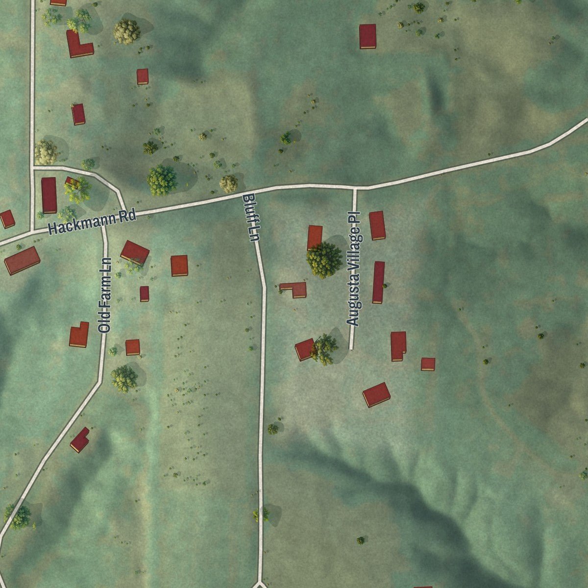 Second close-up of the map of Augusta, Missouri print showing more streets and buildings