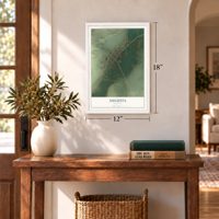Augusta, Montana map, 12 x 18 inch print in a white frame in an entryway