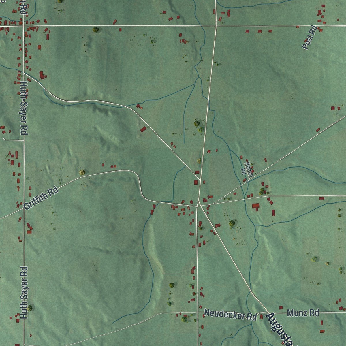 Second close-up of the map of Augusta, New York print showing more streets and buildings