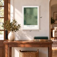 Aurora Center, South Dakota map, 12 x 18 inch print in a white frame in an entryway