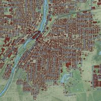 Second close-up of the map of Aurora, Illinois print showing more streets and buildings