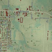 Second close-up of the map of Aurora, Missouri print showing more streets and buildings