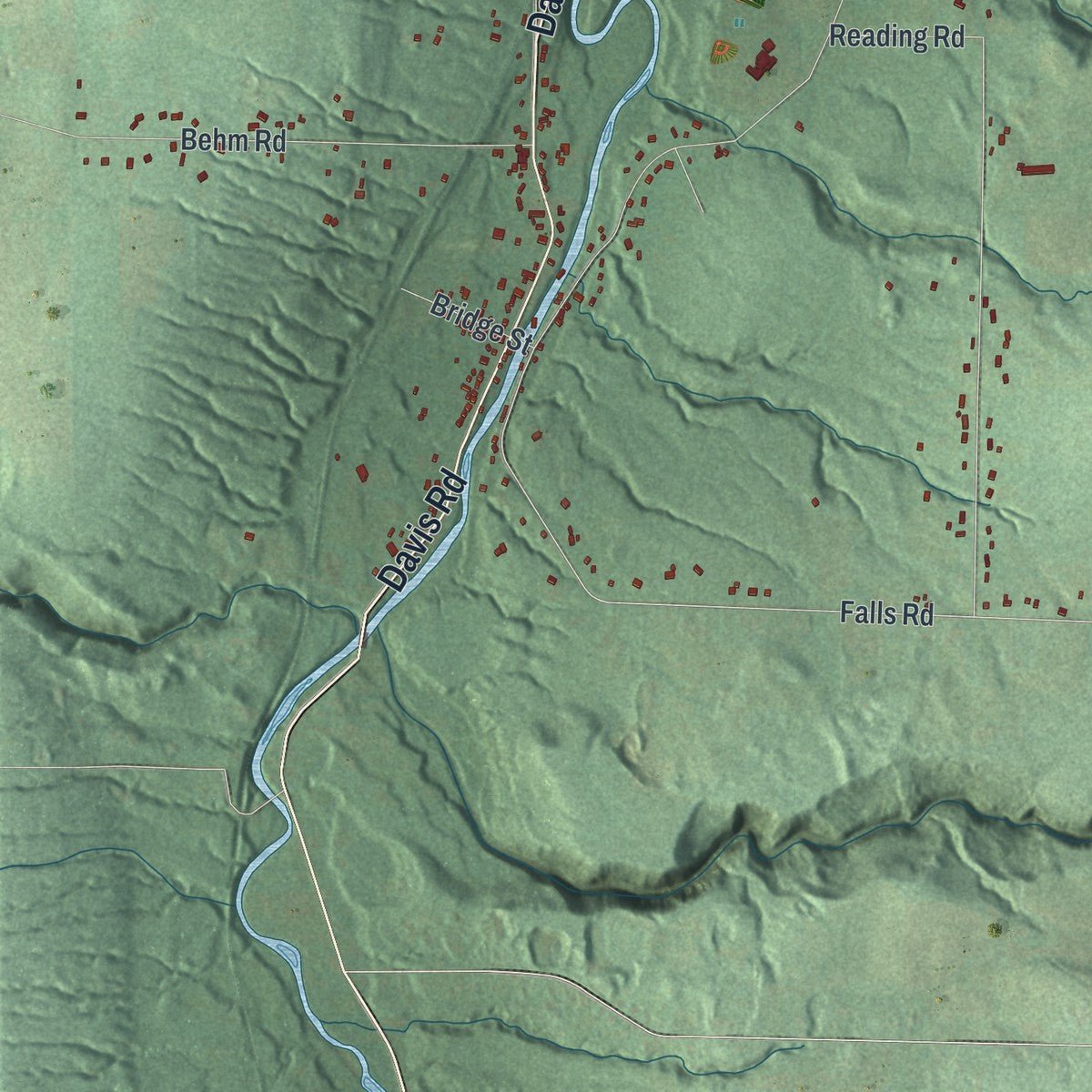 Second close-up of the map of Aurora, New York print showing more streets and buildings