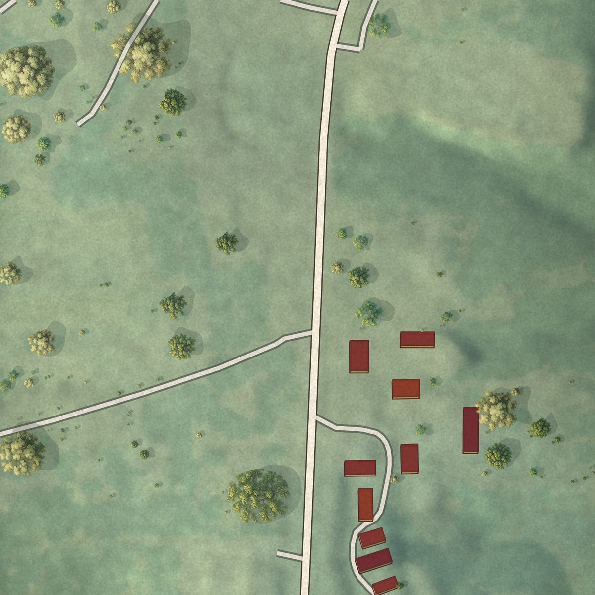 Second close-up of the map of Aurora Springs, Missouri print showing more streets and buildings