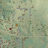 Second close-up of the map of Aurora, Texas print showing more streets and buildings