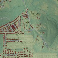 Second close-up of the map of Austin, Arkansas print showing more streets and buildings
