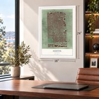 Austin, Illinois map, 18 x 24 inch print in a white frame in a home office