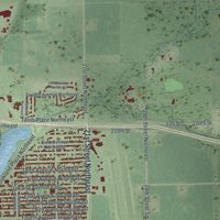 Second close-up of the map of Austin, Minnesota print showing more streets and buildings