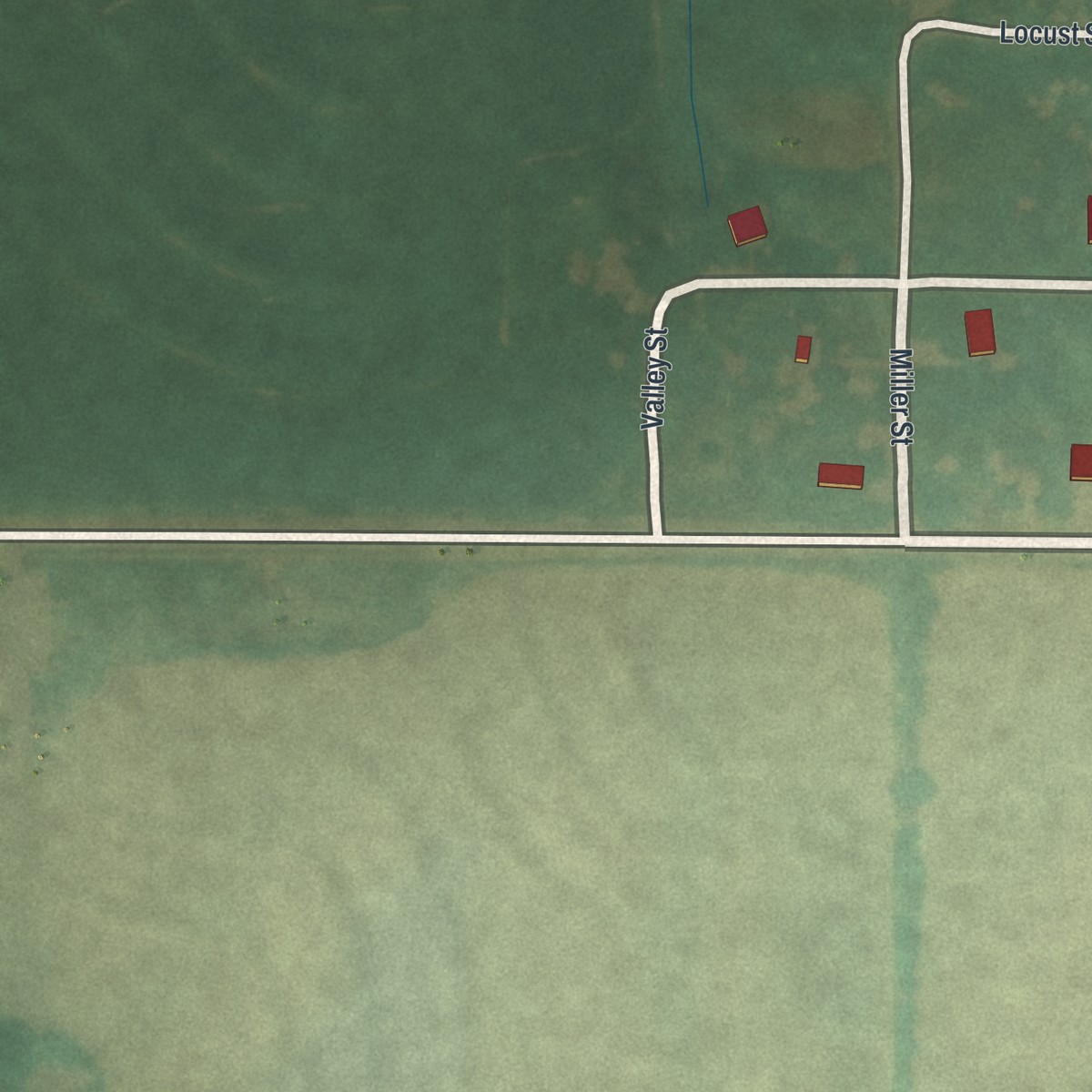 Second close-up of the map of Avalon, Missouri print showing more streets and buildings