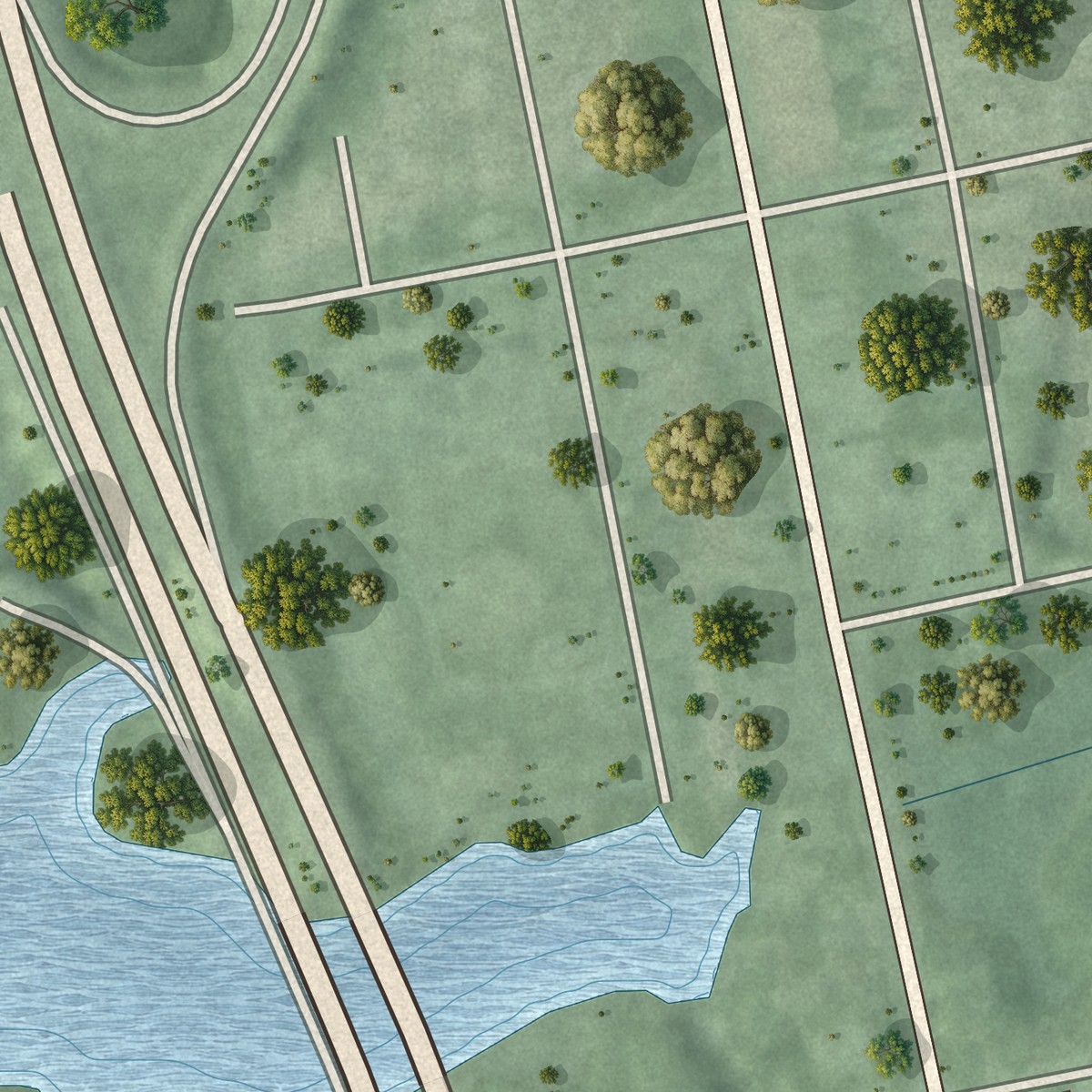 Second close-up of the map of Avalon, Virginia print showing more streets and buildings