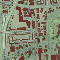 Second close-up of the map of Aventura, Florida print showing more streets and buildings