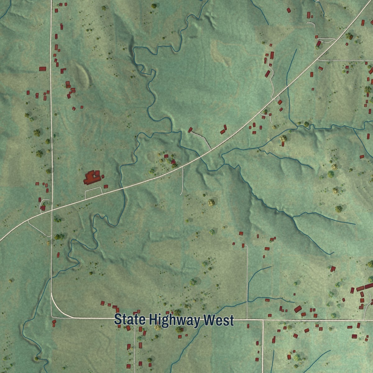 Second close-up of the map of Avenue City, Missouri print showing more streets and buildings