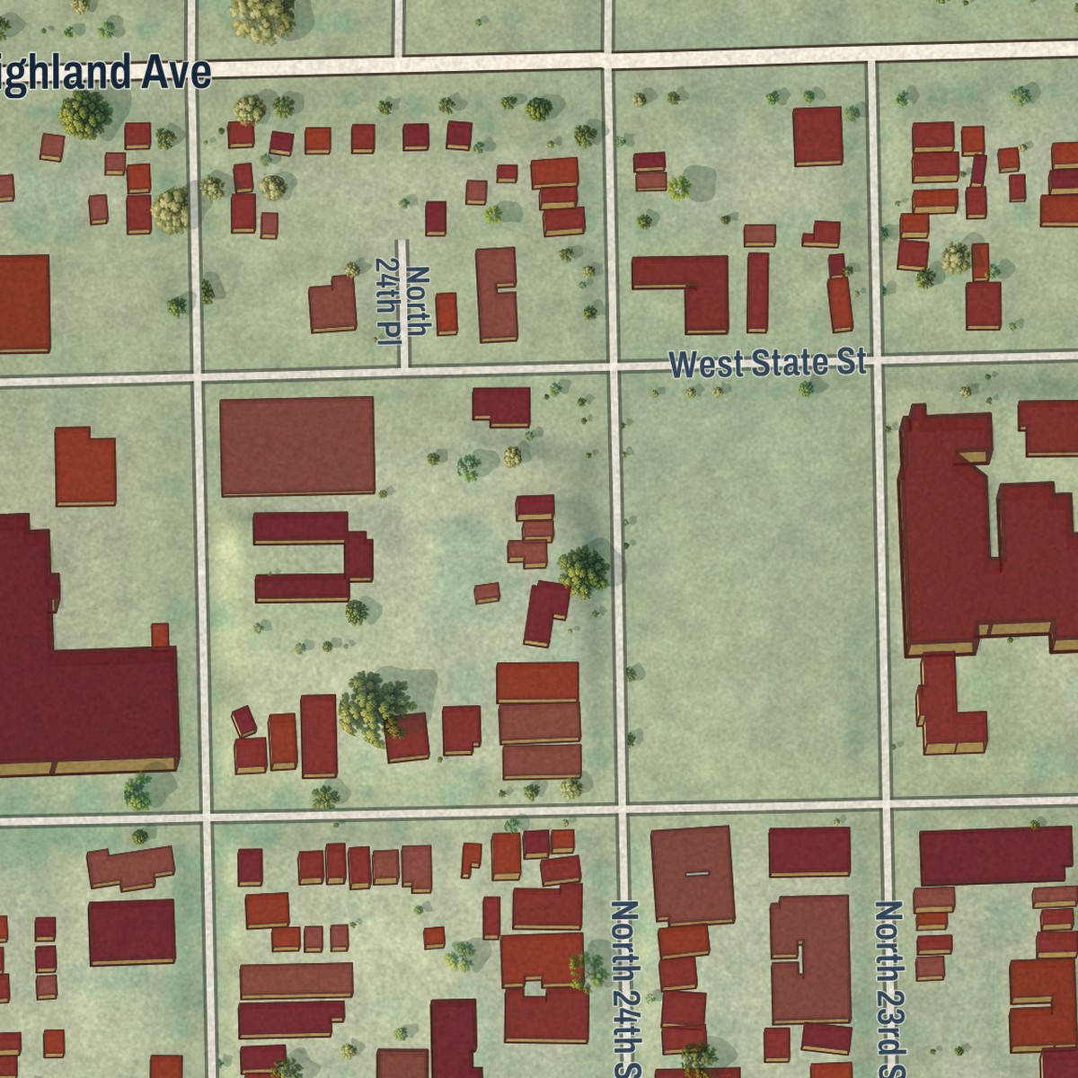 Second close-up of the map of Avenues West, Wisconsin print showing more streets and buildings