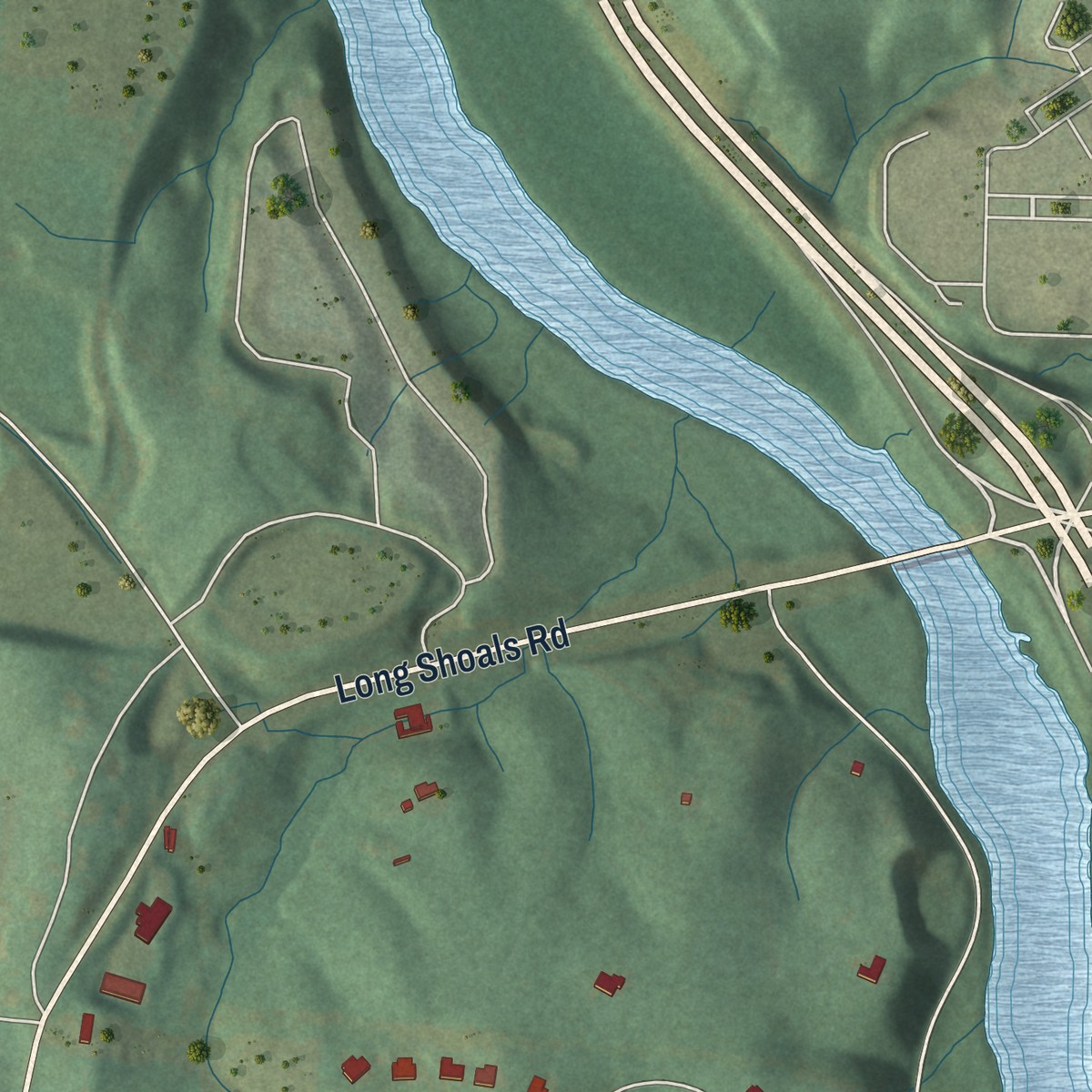 Second close-up of the map of Avery Creek, North Carolina print showing more streets and buildings