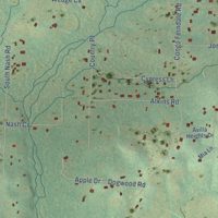 Second close-up of the map of Avilla, Arkansas print showing more streets and buildings