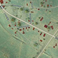 Second close-up of the map of Avinger, Texas print showing more streets and buildings