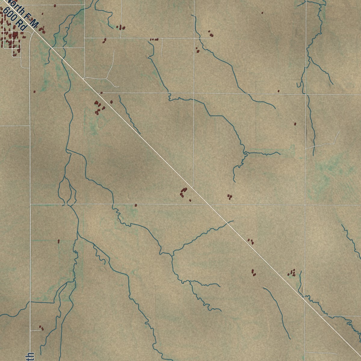 Second close-up of the map of Avoca, Texas print showing more streets and buildings