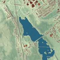 Close-up of the map of Avon, Massachusetts print showing terrain and local geography