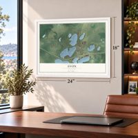 Avon, Minnesota map, 18 x 24 inch print in a white frame in a home office